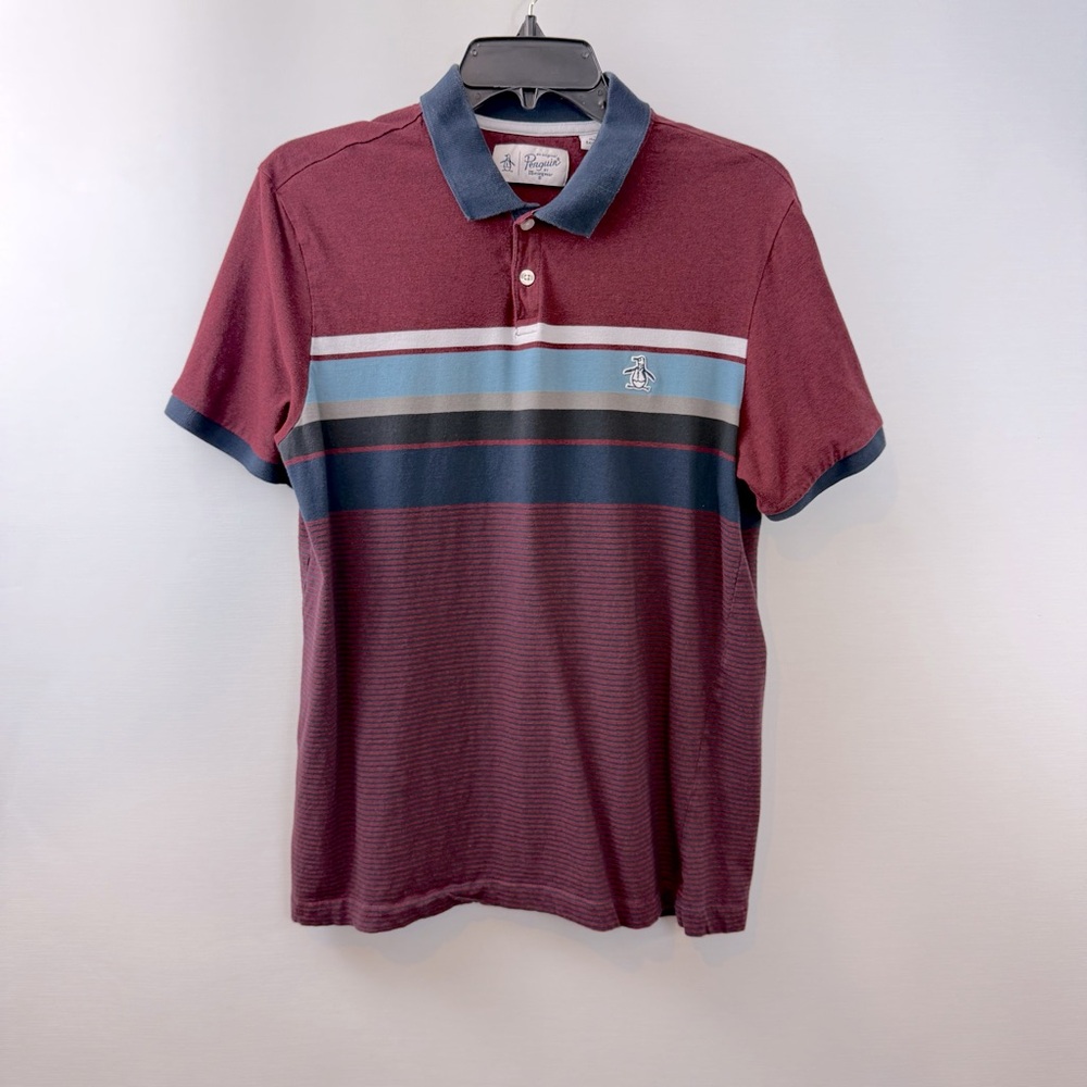 Penguin by Munsingwear Blue Red Polo Shirt